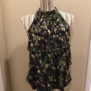 Takara Choker Neck Front Ruffle Top Size Medium